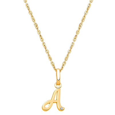 14K Gold Initial with Genuine Diamond, Personalized Teen&#039;s Necklace for Girls - 14K Gold