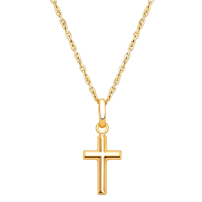 Everlasting Faith, Cross Children’s Necklace for Boys - 14K Gold