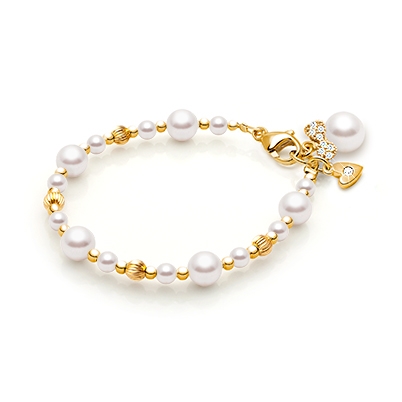 Dainty Pearls Baby/Children&#039;s Beaded Bracelet - 14K Gold