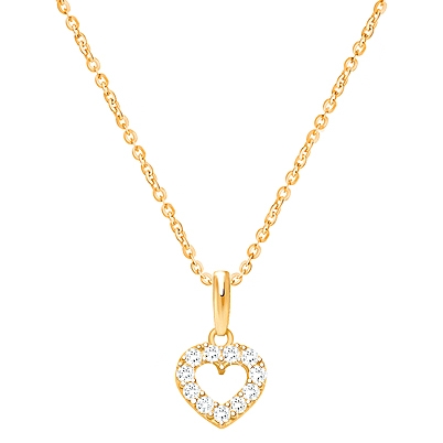 Twinkling Heart, Clear CZ Children&#039;s Necklace (Includes Chain) - 14K Gold