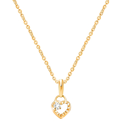 Touch of Sparkle, Clear CZ Heart, Children&#039;s Necklace for Girls - 14K Gold