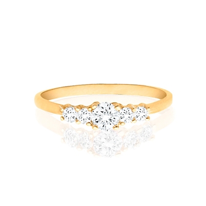 Traditional 5 Stone, Clear CZ Children&#039;s Ring - 14K Gold (Size 3)