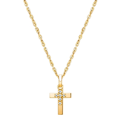 Pure Faith, Cross Duo Children&#039;s Necklace for Boys - 14K Gold