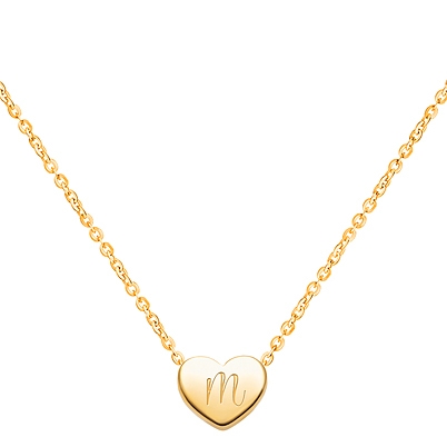 Mini Sliding Heart Necklace for Teens (Includes Chain &amp; FREE Engraving) - 14K Gold