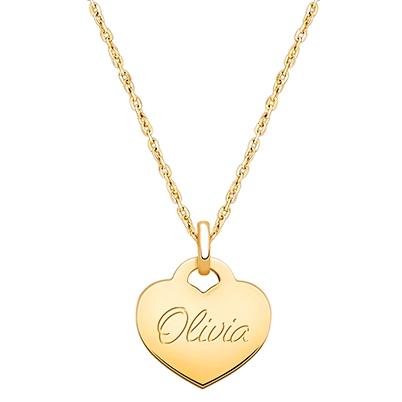 14K Gold Baby Heart, Engraved Teen&#039;s Necklace for Girls (FREE Personalization) - 14K Gold