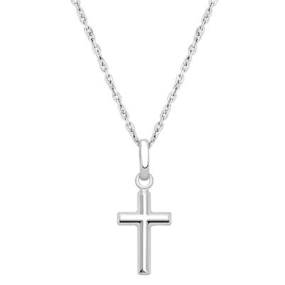 Everlasting Faith, Cross Children’s Necklace for Girls - 14K White Gold