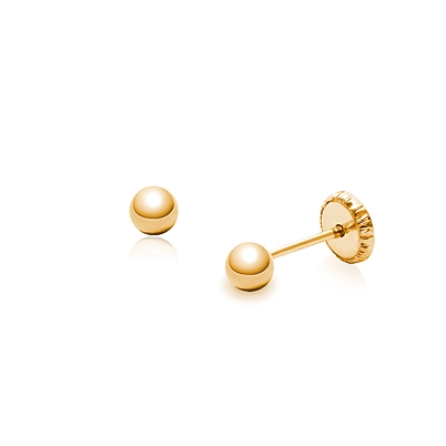 14k Yellow Gold Ball Stud Earrings Screw Backs for Babies 100% Genuine Solid Gold 