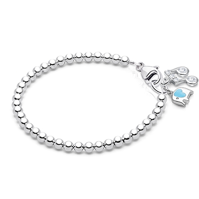 3mm Tiny Blessings Beads, Baby/Children&#039;s Beaded Bracelet for Boys - Sterling Silver