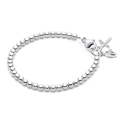 3mm silver beaded bracelet for girls