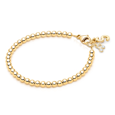 3mm Tiny Blessings Beads, Baby/Children&#039;s Beaded Bracelet for Boys - 14K Gold