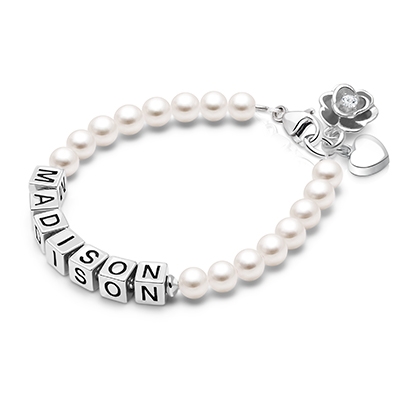 Pearl name bracelet for teens