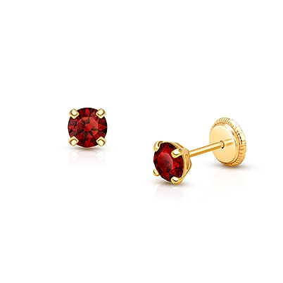 January Birthstone Studs, 4mm Swarovski® Crystal Baby/Children's Earrings, Screw Back - 14K Gold