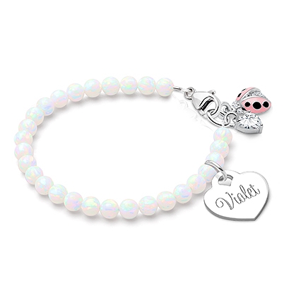 Opal Bracelet for Teens with Engravable Heart