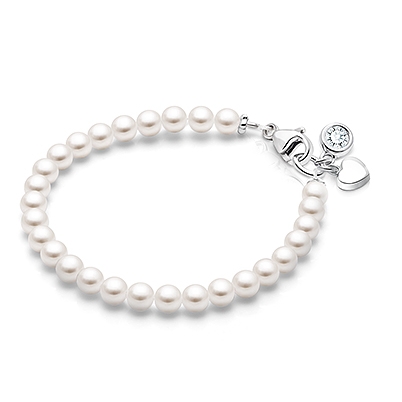 Solid Silver Pearl Bracelet for Girls Christening