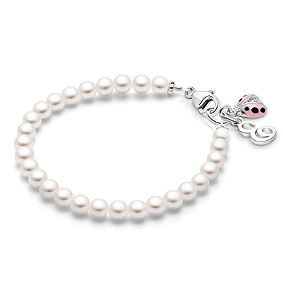 4mm Cultured Pearls, Baby/Children's Beaded Bracelet for Girls - Sterling Silver