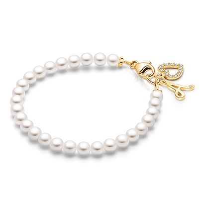 4mm Cultured Pearls, Baby/Children's Beaded Bracelet for Girls - 14K Gold