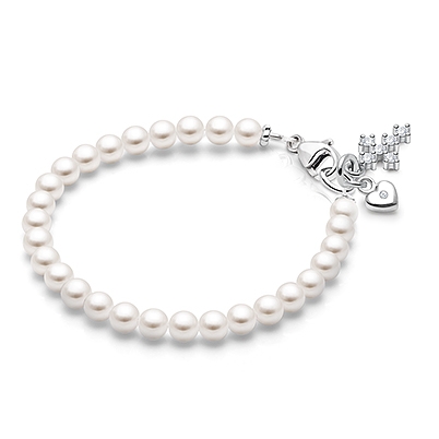 Solid Silver Pearl Bracelet for Girls Christening