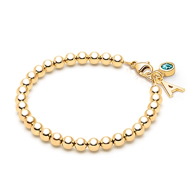4mm Tiny Blessings Beads, Baby/Children&#039;s Beaded Bracelet for Boys - 14K Gold 