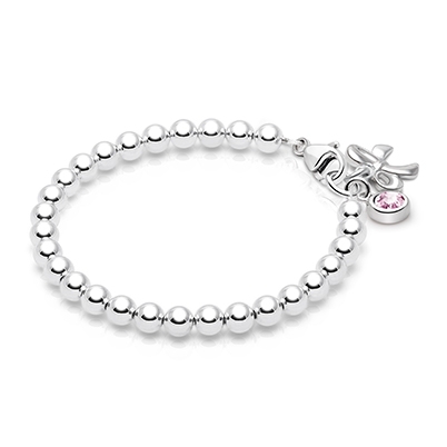 4mm Tiny Blessings Beads, Baby/Children&#039;s Beaded Bracelet for Girls - Sterling Silver