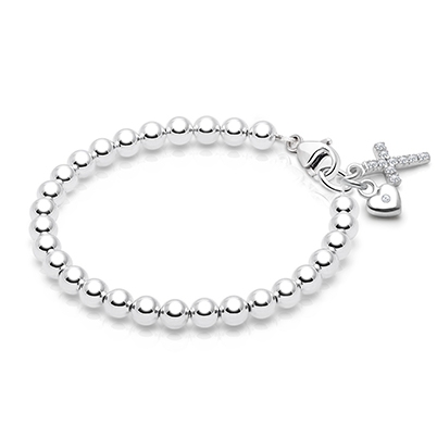 4mm Tiny Blessings Beads, Christening/Baptism Baby/Children&#039;s Beaded Bracelet for Boys - Sterling Silver