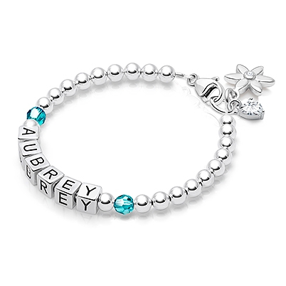 Letter Block Birthstone Bracelet for Girl