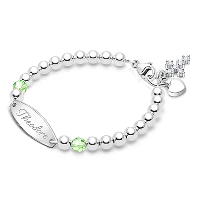 Tiny Blessings Birthstone, Baby/Children's Engraved Bracelet for Boys - Sterling Silver