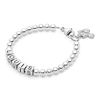 4mm Tiny Blessings Beads, Baby/Children's Name Bracelet for Boys - Sterling Silver