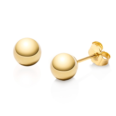 6mm Classic Round Teen/Adult Earrings, Friction Back - 14K Gold