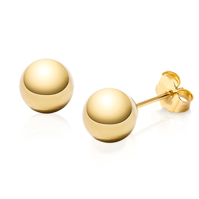 8mm Classic Round Teen/Adult Earrings, Friction Back - 14K Gold