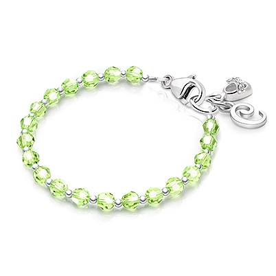 Birthstone Crystal, Baby/Children’s Beaded Bracelet for Boys (All 12 Birthstones Avail) - Sterling Silver