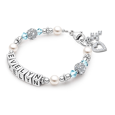 Birthstone Bracelet for Girls Christening/Baptism