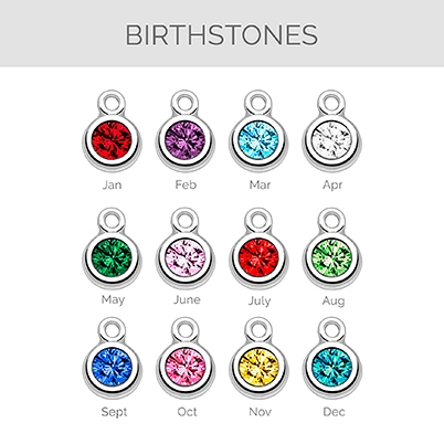 Birthstone Charm, Bezel Set Swarovski® Crystal (All 12 Birthstones Avail.) - Sterling Silver