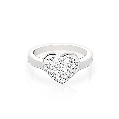 A Blessed Heart, Clear CZ Ring - Sterling Silver 