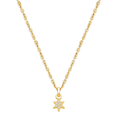 Born to Shine, Star with Genuine Diamonds Teen&#039;s Necklace for Girls - 14K Gold