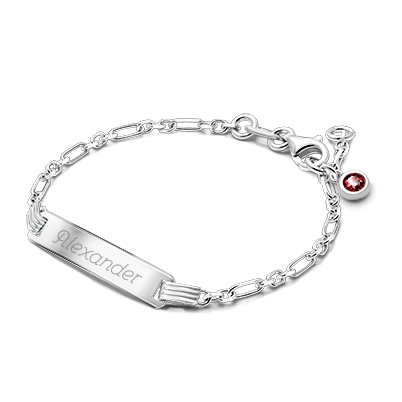 Modern Bar, Baby/Children's Engraved ID Bracelet for Boys - Sterling Silver