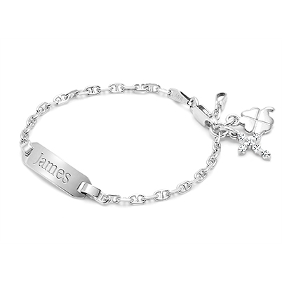 Simple Baby/Children&#039;s Engraved ID Bracelet for Boys - Sterling Silver