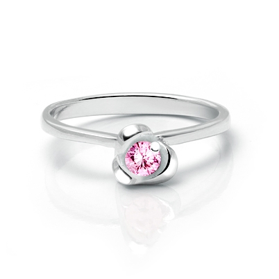 Cherry Blossom, Pink CZ Flower Children&#039;s Ring - Sterling Silver