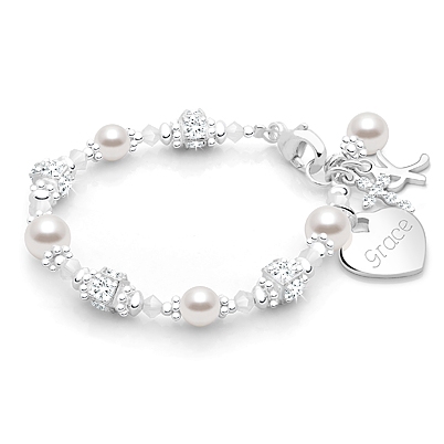 Customer Favorite! Real White Pearl Christening Bracelet