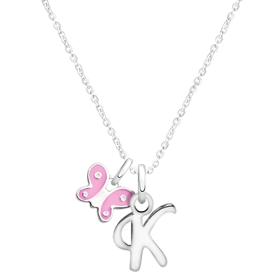 Initial &quot;Create Your Own Layered Necklace&quot; with Cursive Initials for Teens (Includes Initial Charm and FREE Chain) - Sterling Silver