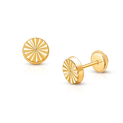 Diamond Cut Cutie, Baby/Children&#039;s Earrings, Screw Back - 14K Gold