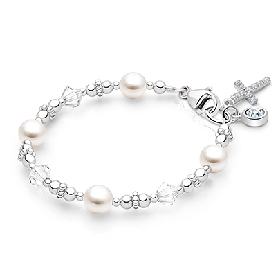 Diamonds and Pearls Bracelet for Girls First Holy Communion