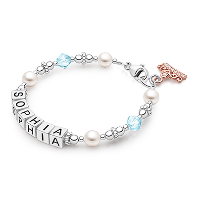 Diamonds and Pearls Name Bracelet for Teens