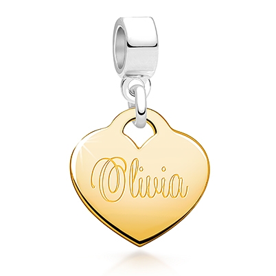 Stunning 2-toned Heart Charm! Solid 14k gold heart &amp; Sterling Silver bail