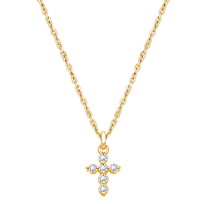 Glory &amp; Grace Cross with Genuine Diamonds, Children&#039;s Necklace for Boys - 14K Gold