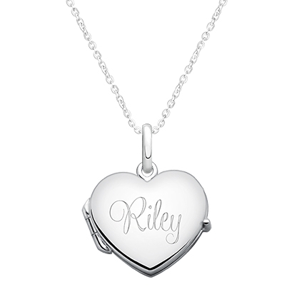 Heart Locket for Teens (Includes Chain &amp; FREE Engraving) - Sterling Silver