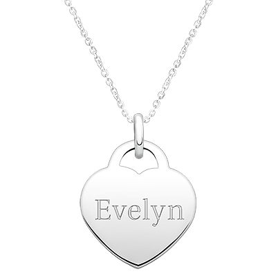 Heart Pendant for Young Woman, Engraved in Sterling Silver