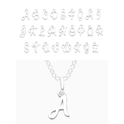 Cursive Initial, Personalized Mother&#039;s Necklace for Women (Optional Birthstone Charm) - Sterling Silver