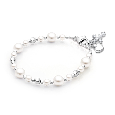 Little Lady, Christening/Baptism Baby/Children’s Beaded Bracelet for Girls - Sterling Silver