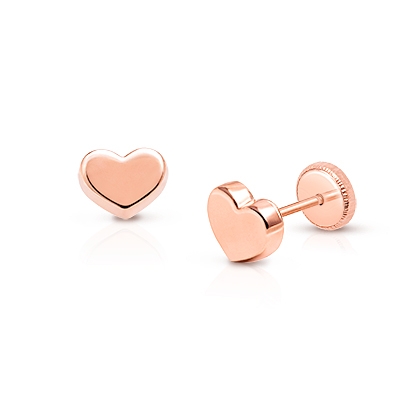 Gold Heart Earrings for Babies and Kids