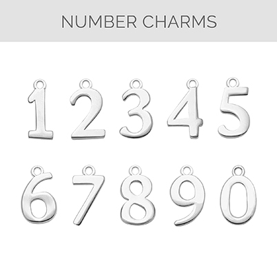 Number Charm  (No. 1-9 Avail.) - Sterling Silver